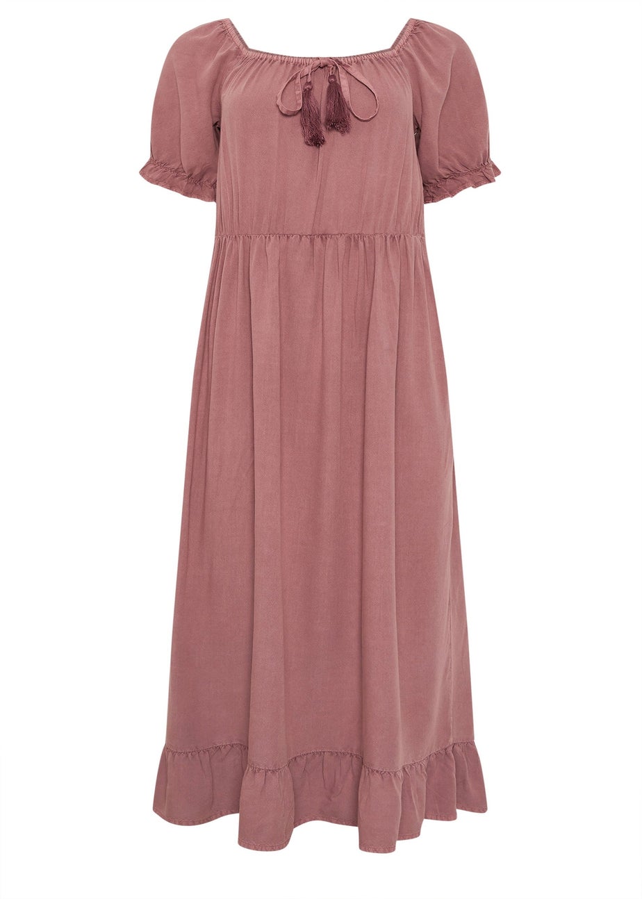 M&Co Pink Acid Wash Tassel Detail Dress