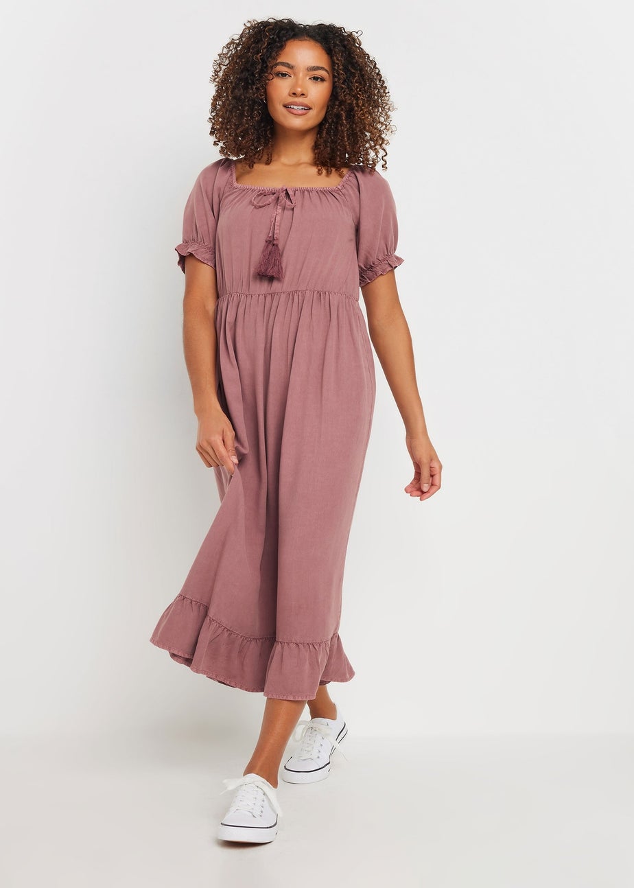 M&Co Pink Acid Wash Tassel Detail Dress