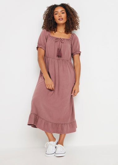 M&Co Pink Acid Wash Tassel Detail Dress
