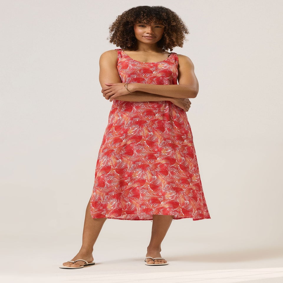 M&Co Orange Tropical Print Buckle Strap Beach Dress