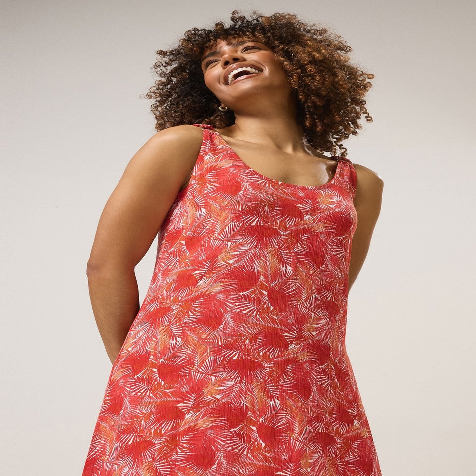 M&Co Orange Tropical Print Buckle Strap Beach Dress