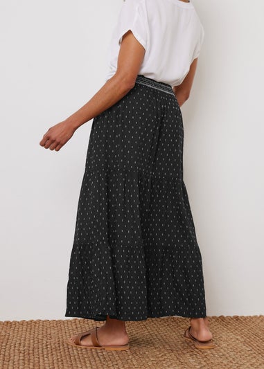 M&Co Black Dobby Tiered Maxi Skirt