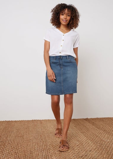 M&Co Blue Mid-Wash Denim Skirt