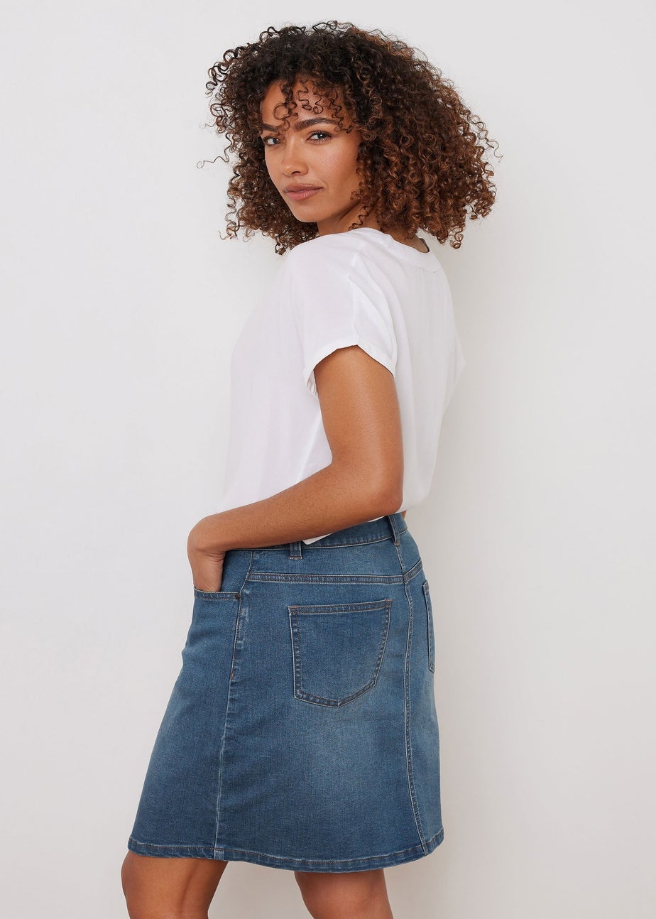 M&Co Blue Mid-Wash Denim Skirt