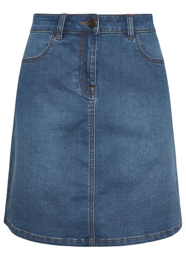 M&Co Blue Mid-Wash Denim Skirt
