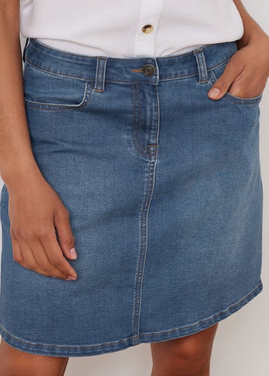 M&Co Blue Mid-Wash Denim Skirt