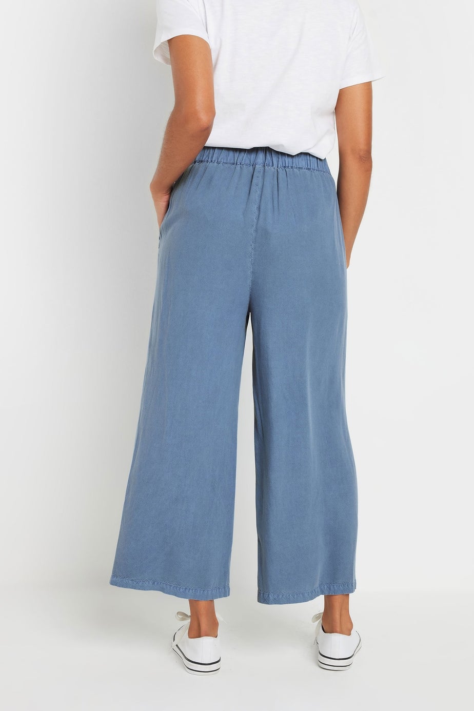M&Co Blue Acid Wash Wide Leg Culottes
