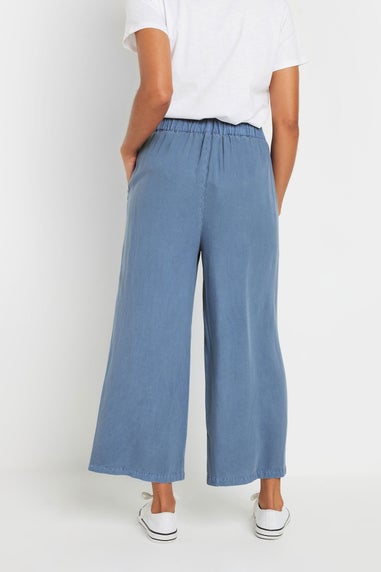 M&Co Blue Acid Wash Wide Leg Culottes