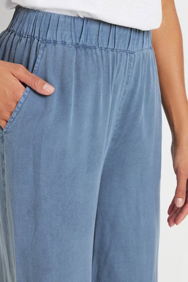 M&Co Blue Acid Wash Wide Leg Culottes