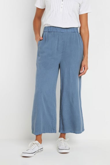 M&Co Blue Acid Wash Wide Leg Culottes