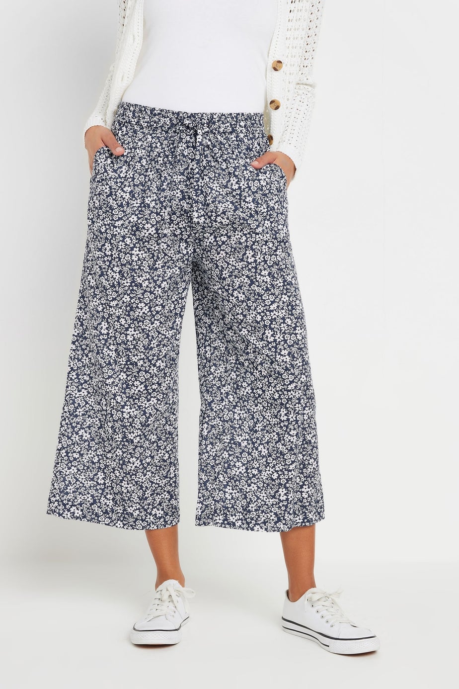M&Co Navy Blue Floral Print Culottes