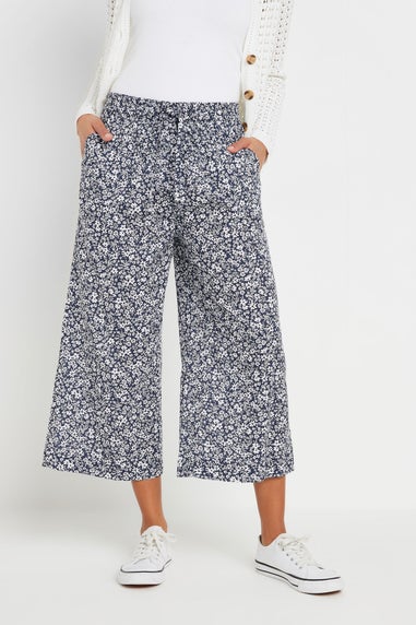 M&Co Navy Blue Floral Print Culottes