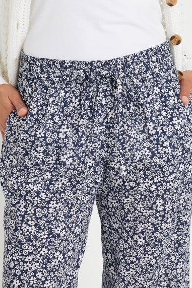 M&Co Navy Blue Floral Print Culottes