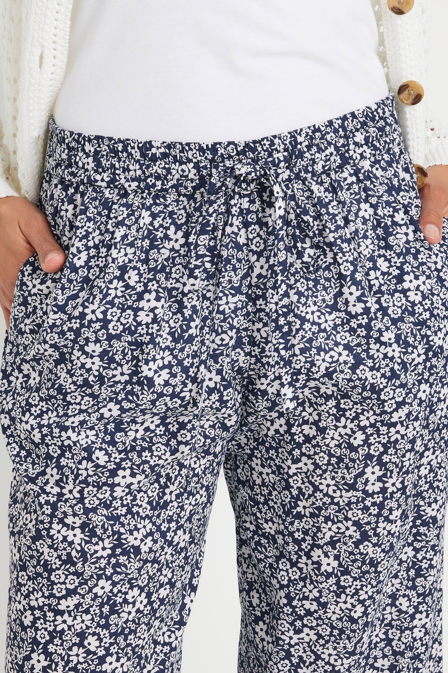 M&Co Navy Blue Floral Print Culottes