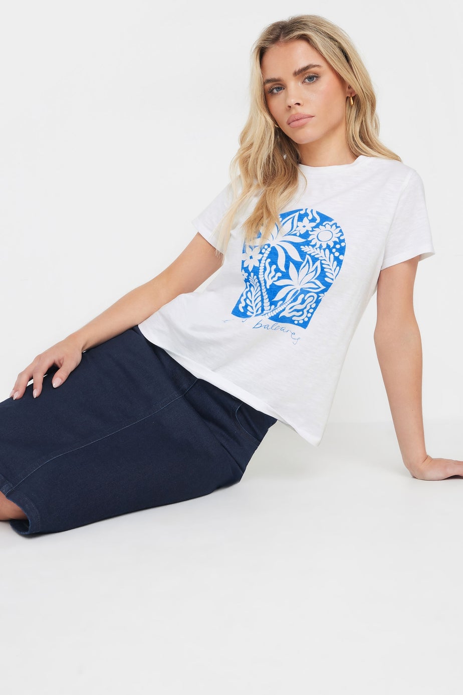 M&Co Petite Indigo Blue Midi Denim Skirt