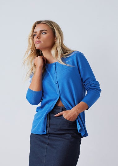 M&Co Petite Blue Button Up Cardigan