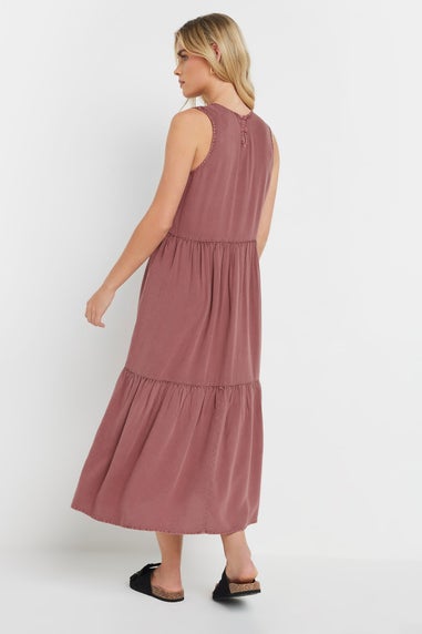 M&Co Petite Pink Acid Wash Tiered Dress