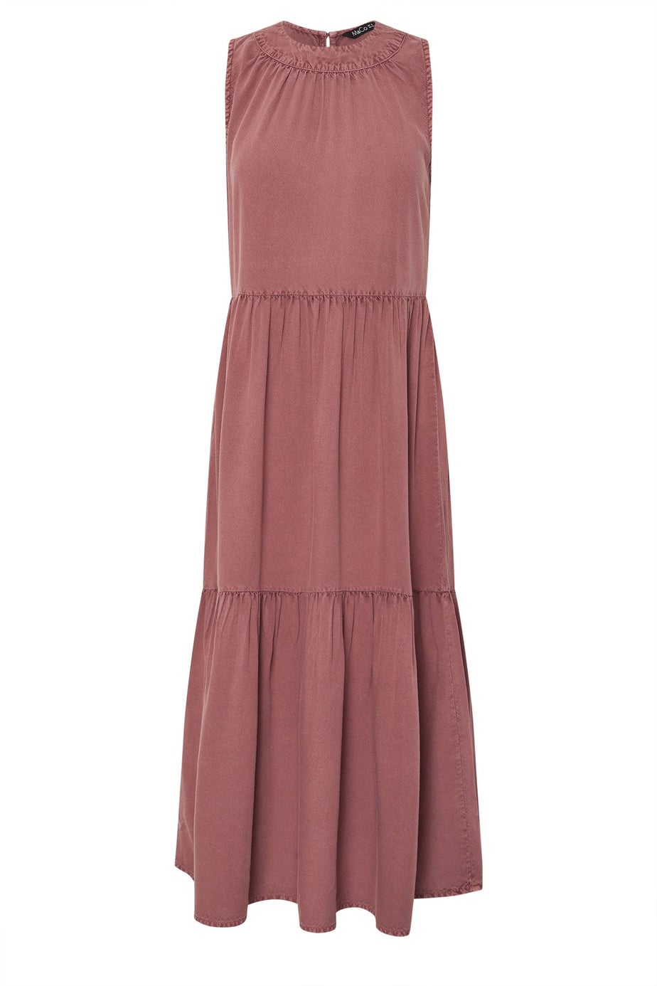 M&Co Petite Pink Acid Wash Tiered Dress