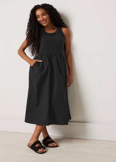 M&Co Petite Black Cotton Sleeveless Dress