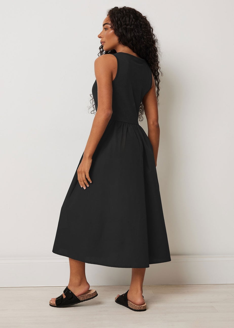 M&Co Petite Black Cotton Sleeveless Dress