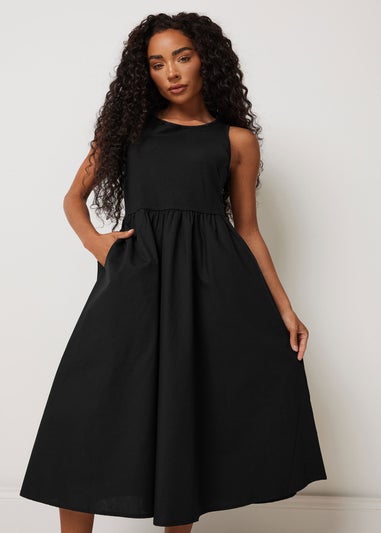 M&Co Petite Black Cotton Sleeveless Dress