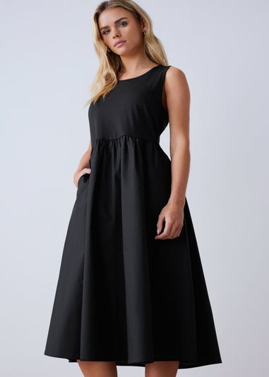 M&Co Petite Black Cotton Sleeveless Dress