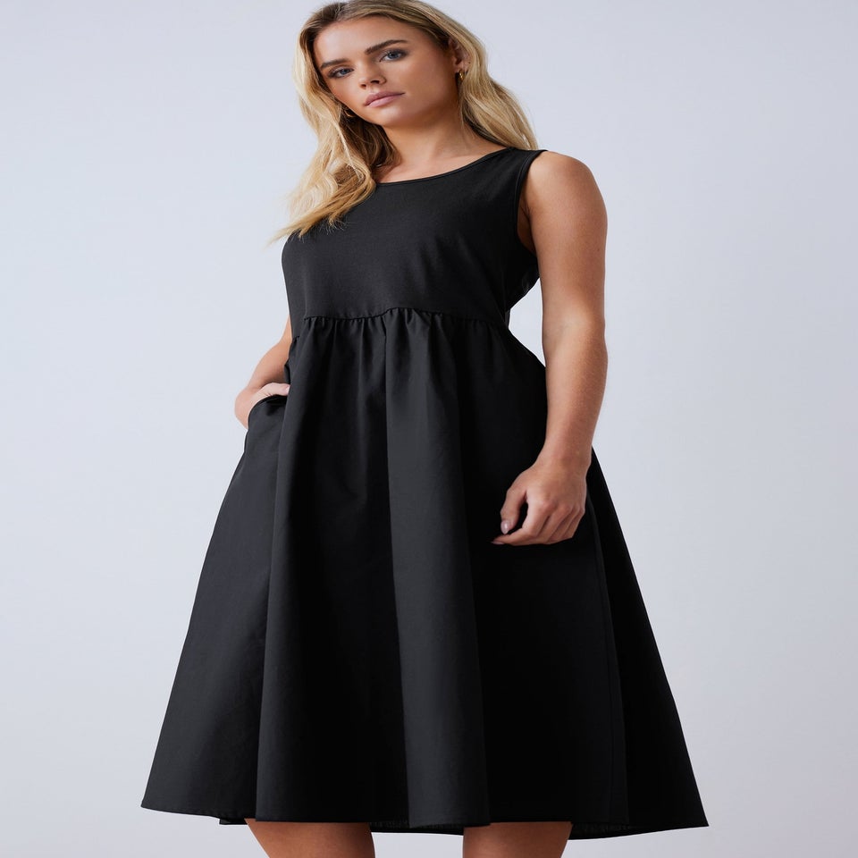 M&Co Petite Black Cotton Sleeveless Dress