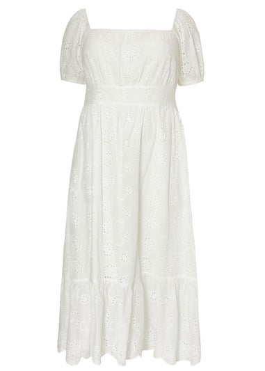 Quiz White Curve Embroidered Midi Dress