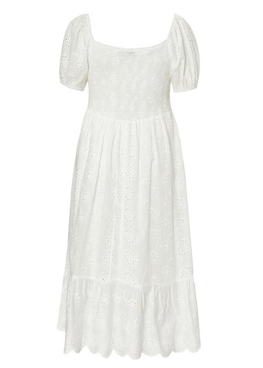 Quiz White Curve Embroidered Midi Dress