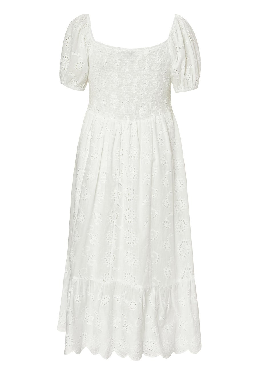 Quiz White Curve Embroidered Midi Dress
