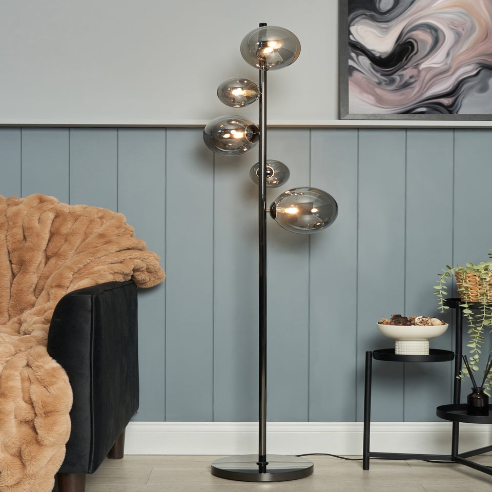INLIGHT ORBIE 5 Light Floor Lamp Black Chrome (150cm x 33cm)