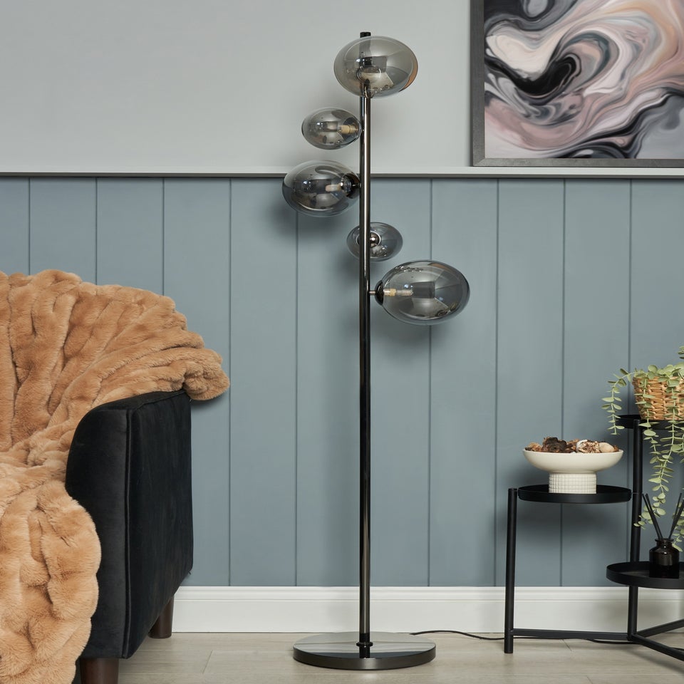 INLIGHT ORBIE 5 Light Floor Lamp Black Chrome (150cm x 33cm)