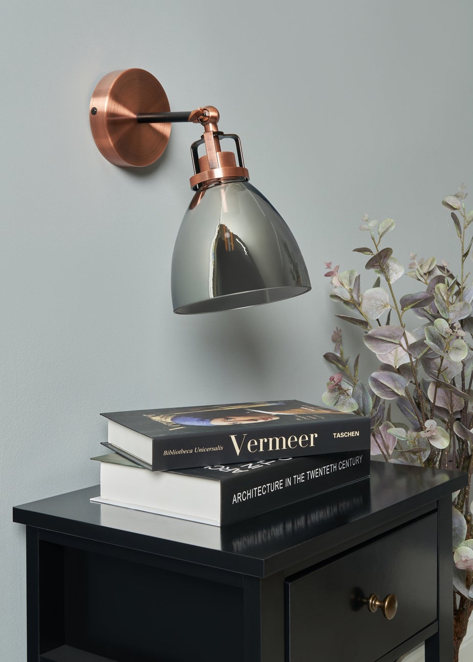 INLIGHT DECLYN Glass Wall 1 Light Copper & Smoke (25cm x 15cm)