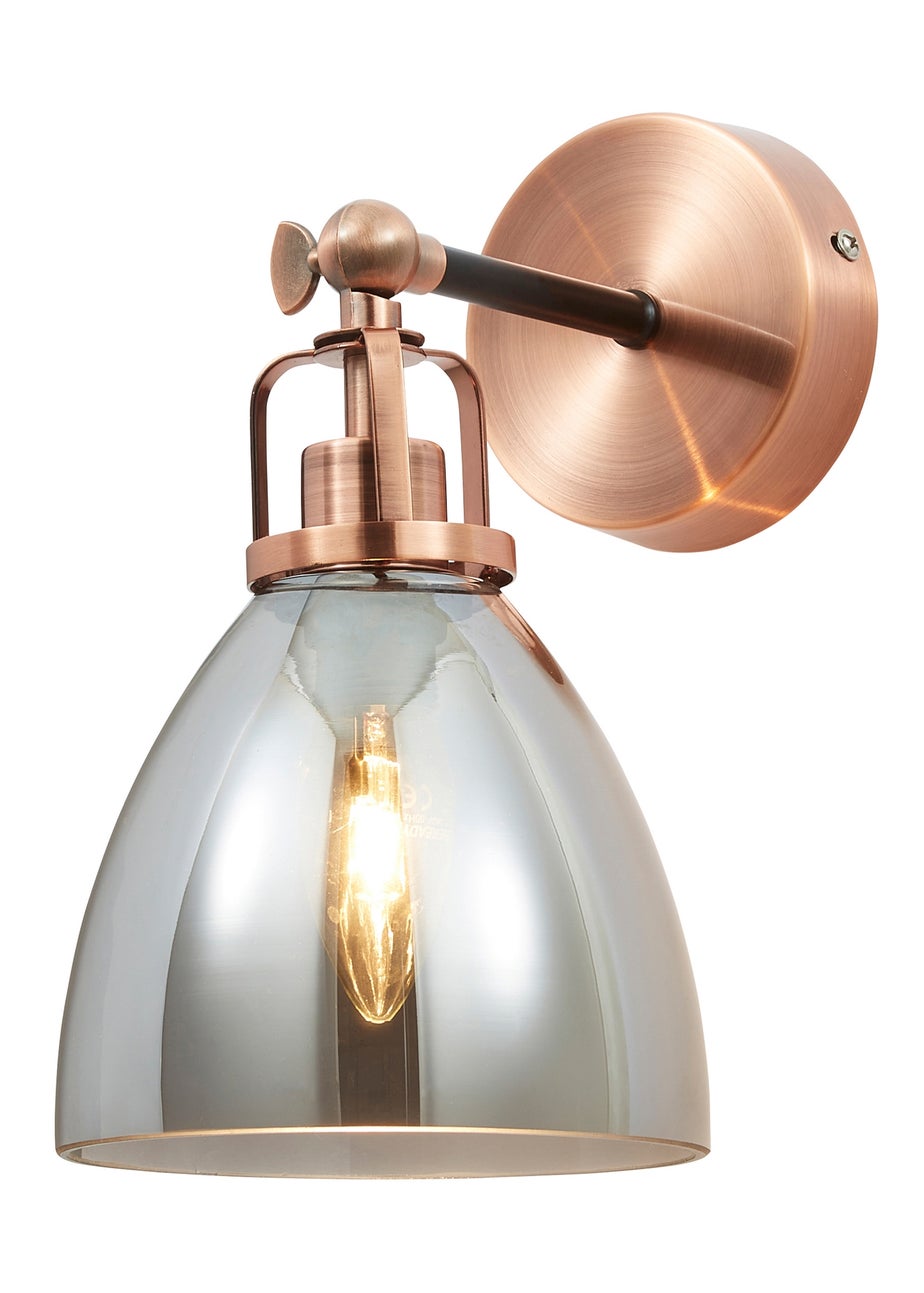 INLIGHT DECLYN Glass Wall 1 Light Copper & Smoke (25cm x 15cm)