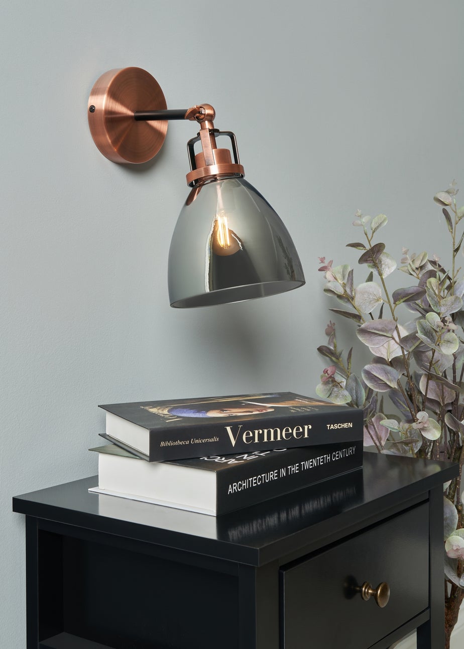 INLIGHT DECLYN Glass Wall 1 Light Copper & Smoke (25cm x 15cm)