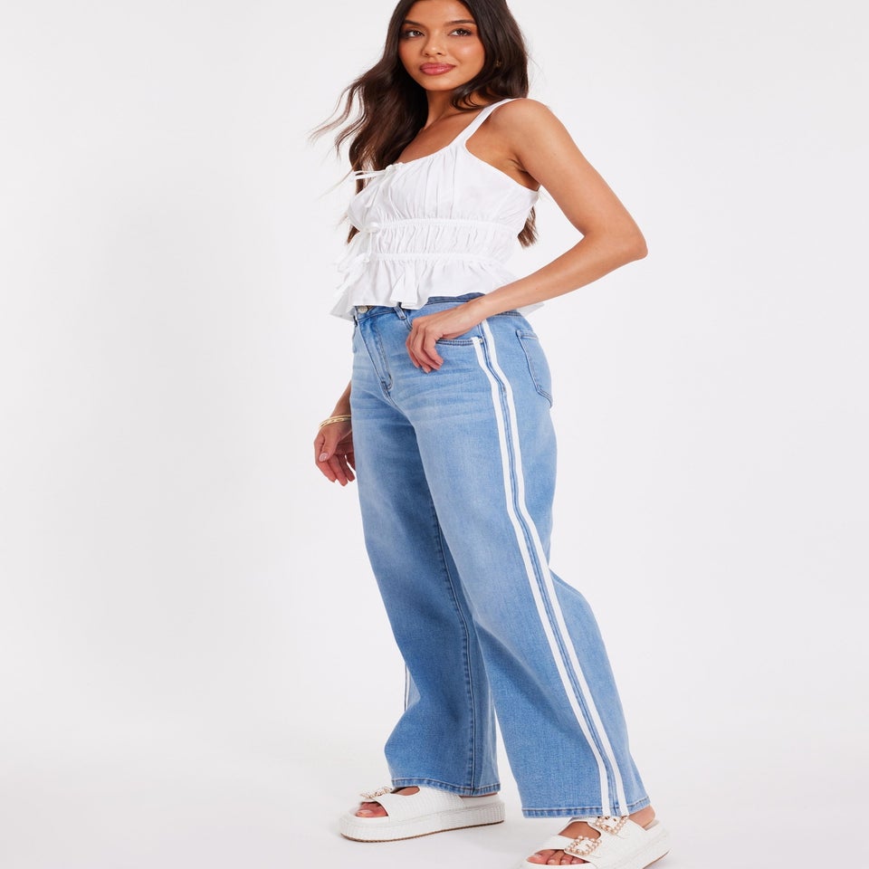 Quiz Blue Striped Side Jeans