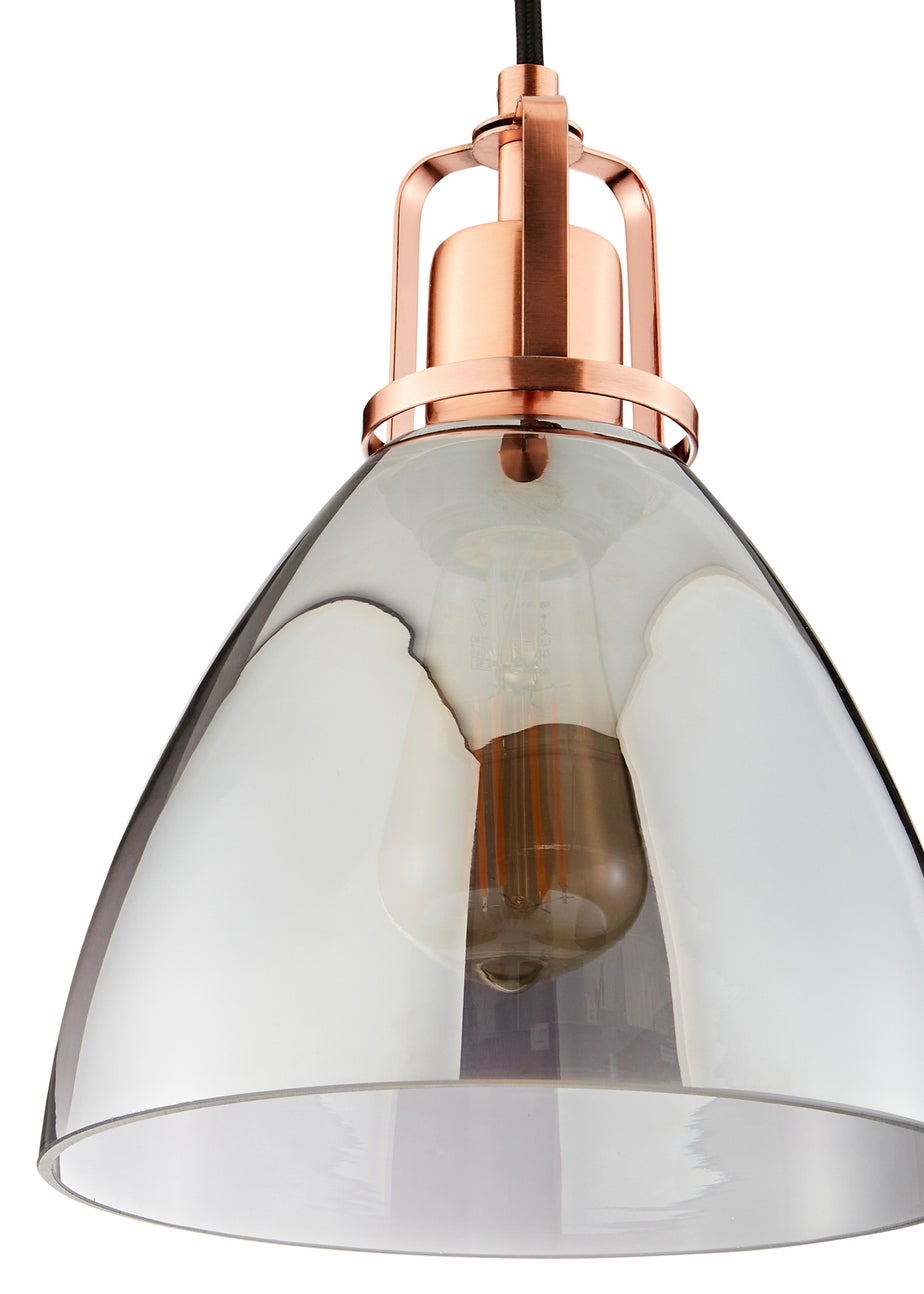 INLIGHT DECLYN Glass 1 Light Pendant Copper & Smoke (40-130cm x 20cm)