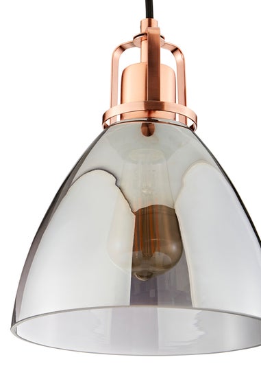 INLIGHT DECLYN Glass 1 Light Pendant Copper & Smoke (40-130cm x 20cm)
