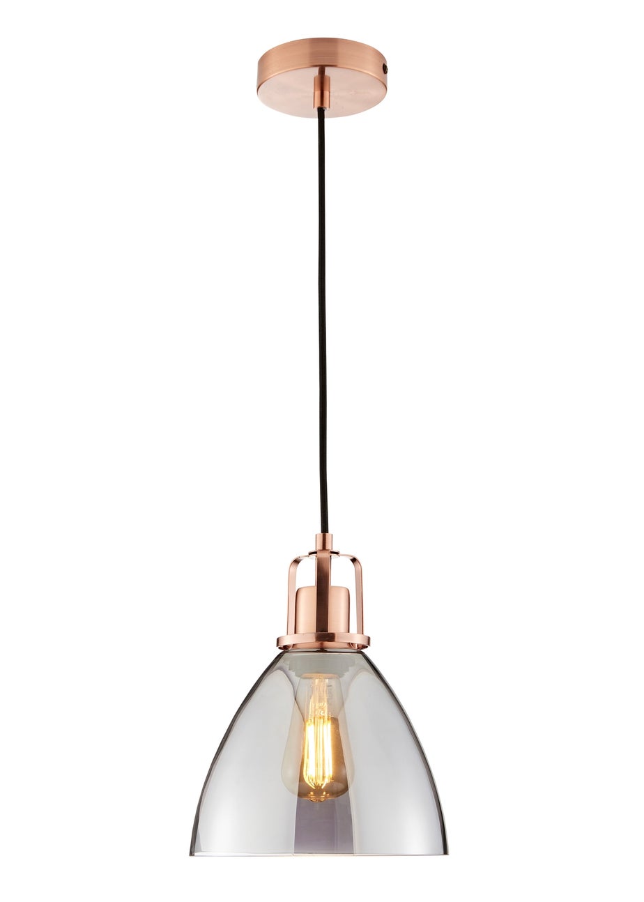 INLIGHT DECLYN Glass 1 Light Pendant Copper & Smoke (40-130cm x 20cm)