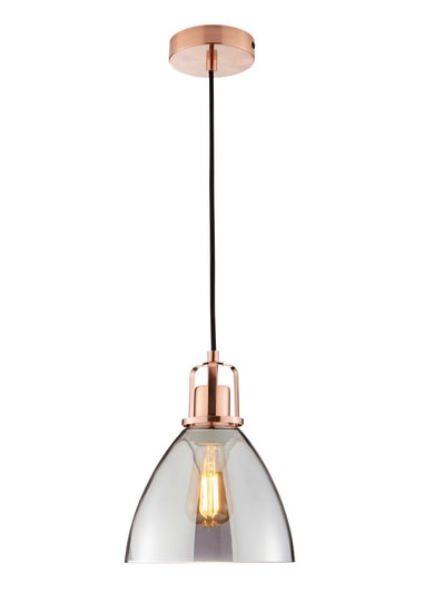 INLIGHT DECLYN Glass 1 Light Pendant Copper & Smoke (40-130cm x 20cm)