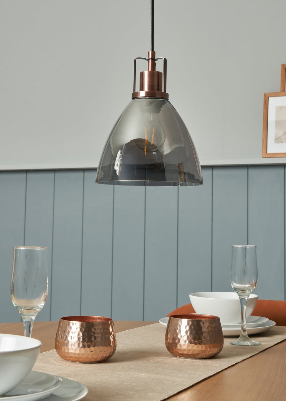 INLIGHT DECLYN Glass 1 Light Pendant Copper & Smoke (40-130cm x 20cm)