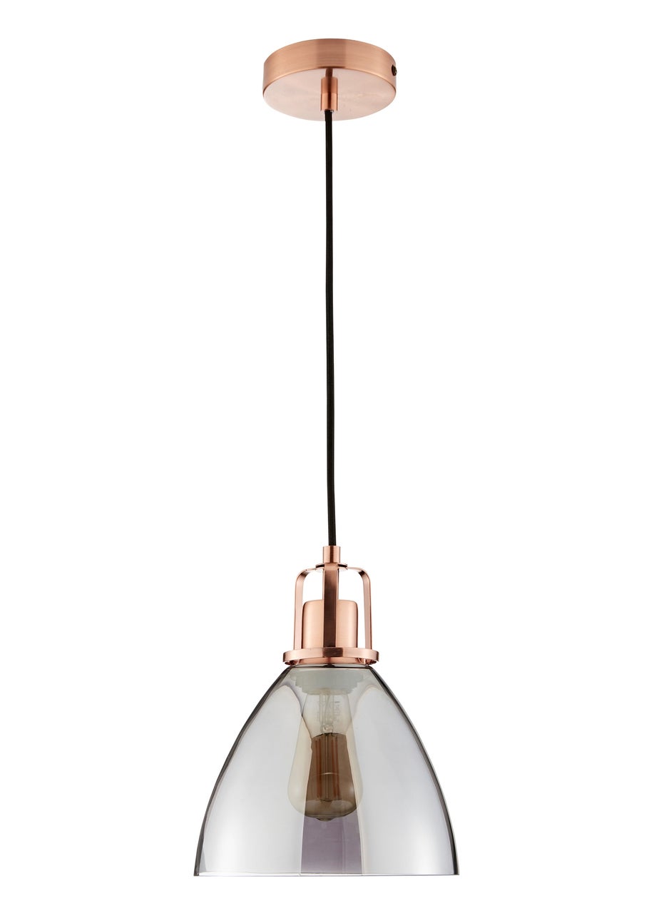 INLIGHT DECLYN Glass 1 Light Pendant Copper & Smoke (40-130cm x 20cm)
