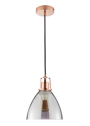 INLIGHT DECLYN Glass 1 Light Pendant Copper & Smoke (40-130cm x 20cm)