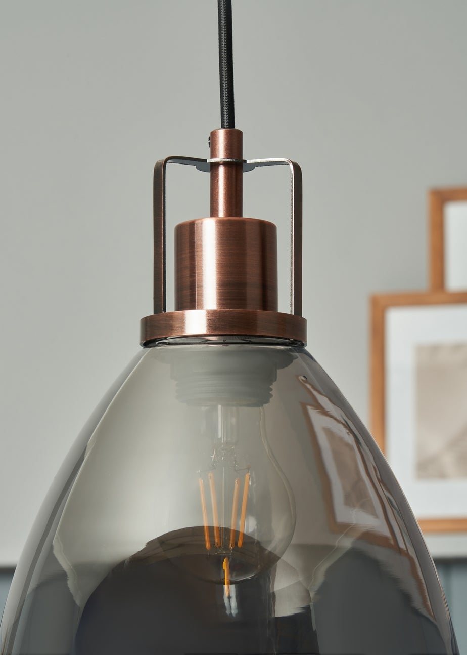 INLIGHT DECLYN Glass 1 Light Pendant Copper & Smoke (40-130cm x 20cm)