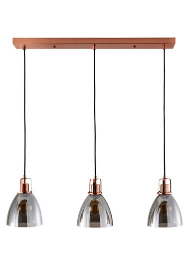 INLIGHT DECLYN Glass 3 Light Diner Pendant Copper & Smoke (40-110cm x 90cm)