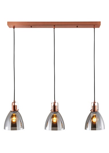 INLIGHT DECLYN Glass 3 Light Diner Pendant Copper & Smoke (40-110cm x 90cm)