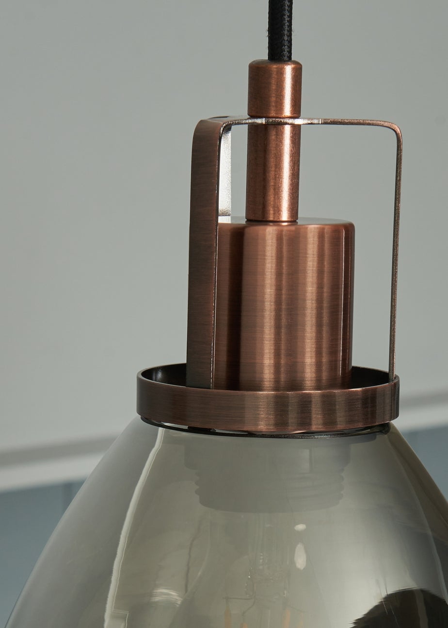 INLIGHT DECLYN Glass 3 Light Diner Pendant Copper & Smoke (40-110cm x 90cm)