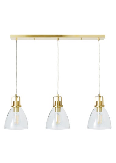 INLIGHT BRECKEN Glass 3 Light Diner Pendant Brass (40-110cm x 90cm)