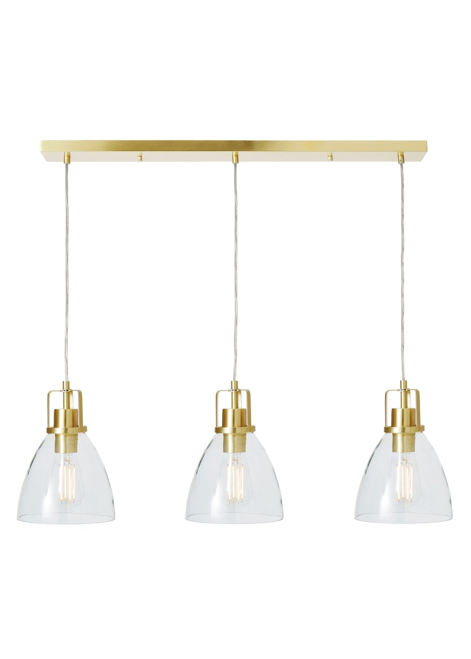 INLIGHT BRECKEN Glass 3 Light Diner Pendant Brass (40-110cm x 90cm)