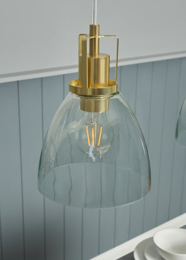 INLIGHT BRECKEN Glass 3 Light Diner Pendant Brass (40-110cm x 90cm)